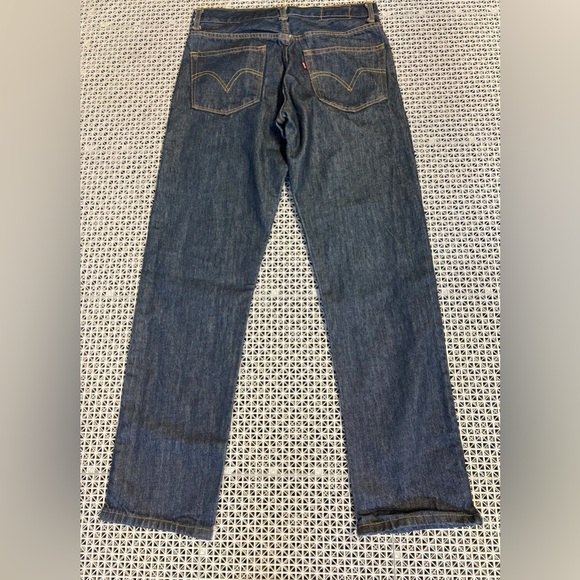 Levi's 501 Button Fly Straight Leg Dark Wash Denim Jeans - Picture 6 of 15